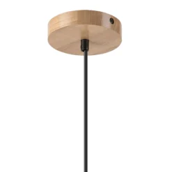 Hängeleuchte Harmony, Ø 20 cm, Opalglas, Eichenholz, E27