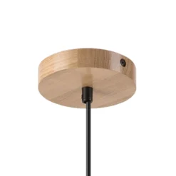 Hängeleuchte Harmony, Ø 14 cm, weiß/eiche, Glas/Holz
