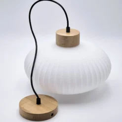Hängeleuchte Harmony, Ø 25 cm, weiß/eiche, Glas/Holz