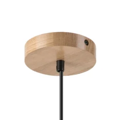 Hängeleuchte Harmony, Ø 25 cm, weiß/eiche, Glas/Holz