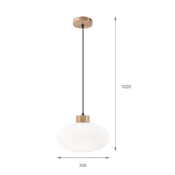 Hängeleuchte Harmony, Ø 25 cm, weiß/eiche, Glas/Holz