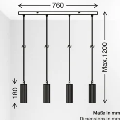 Hängeleuchte Ida, braun, 4-flammig, Länge 76 cm, GU10