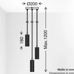 Hängeleuchte Ida, braun, 3-flammig, Ø 20 cm, GU10