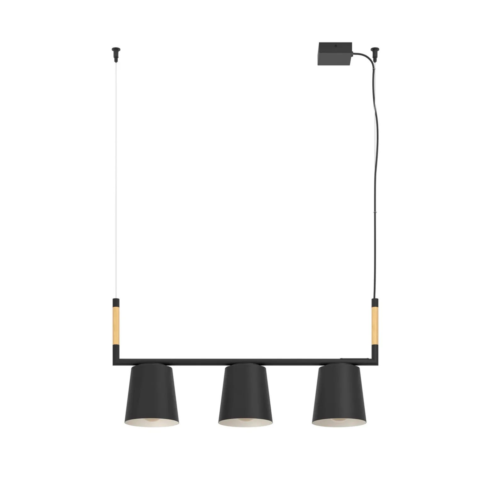 Hängeleuchte Lacey, Länge 78 cm, schwarz, 3-flg., Stahl