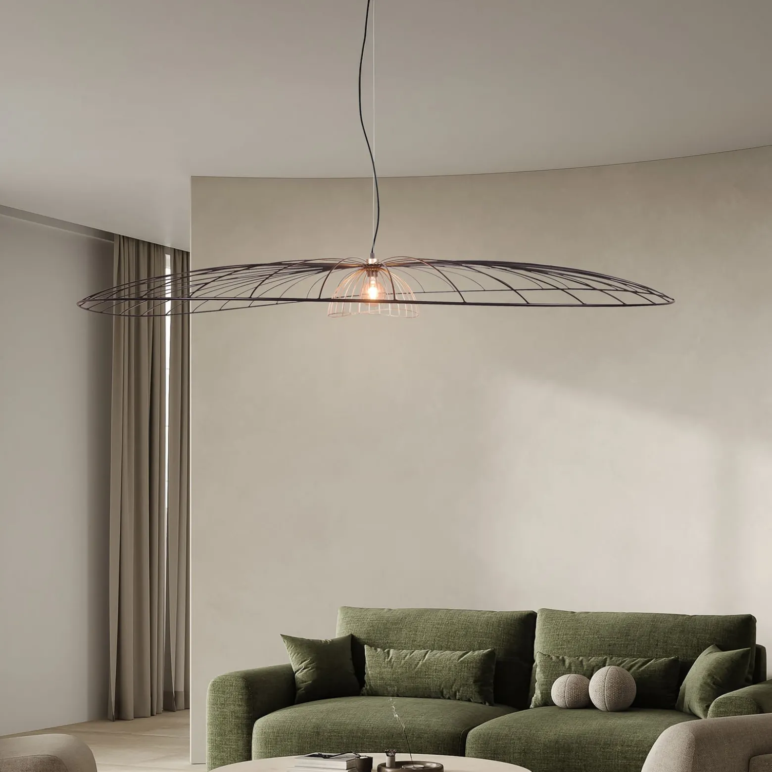 Hängeleuchte Lauris, schwarz matt, Ø 200 cm, Metall, E27