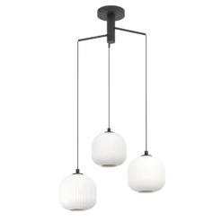 Hängeleuchte Mantunalle, Ø 62 cm, schwarz/weiß, 3-flg.