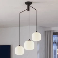 Hängeleuchte Mantunalle, Ø 62 cm, schwarz/weiß, 3-flg.
