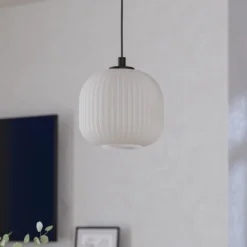 Hängeleuchte Mantunalle, Ø 20 cm, schwarz/weiß, Glas