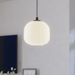 Hängeleuchte Mantunalle, Ø 20 cm, schwarz/weiß, Glas