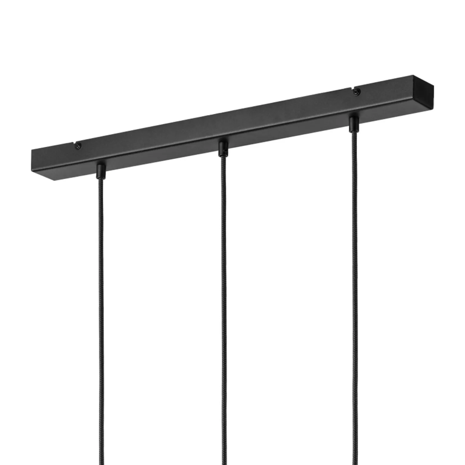 Hängeleuchte Markus, Opalglas/Eichenholz, Länge 60 cm 3-flg.