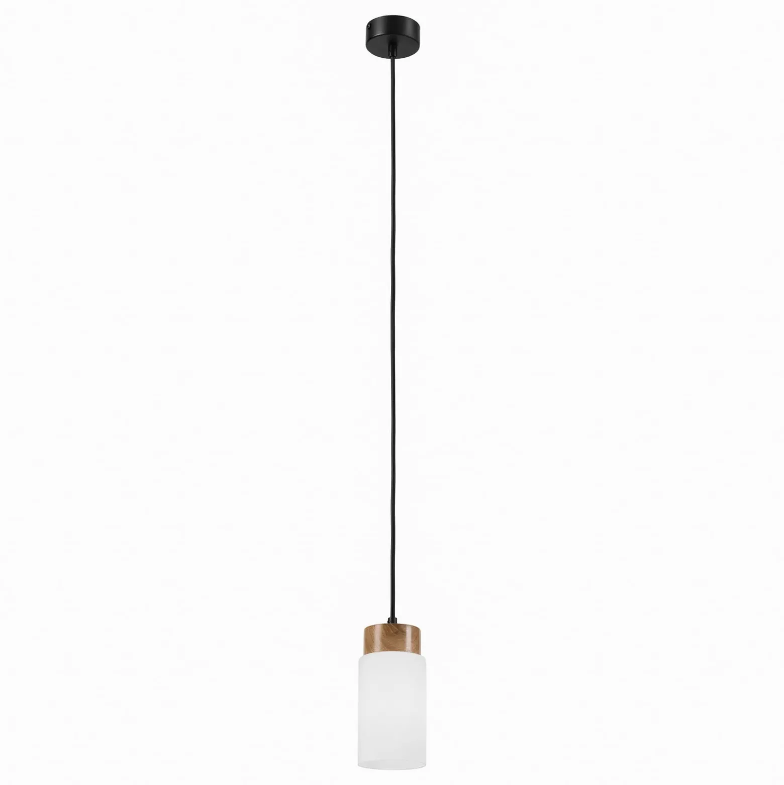 Hängeleuchte Markus, Opalglas/Eichenholz, Ø 9,5 cm, E27