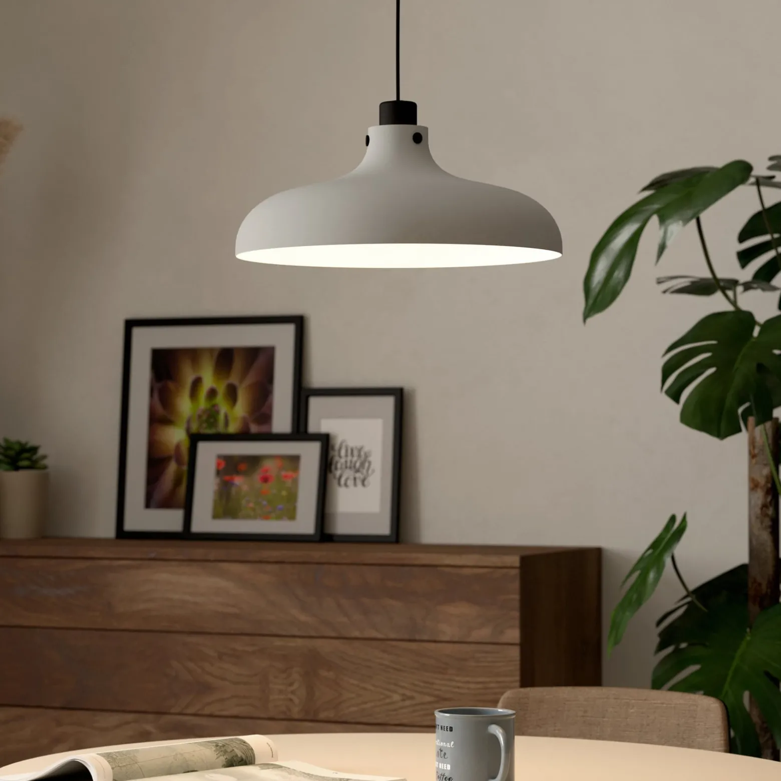 Hängeleuchte Matlock, Ø 38 cm, grau/schwarz, Stahl