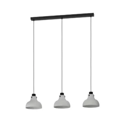 Hängeleuchte Matlock, Länge 90 cm, grau/schwarz, 3-flg.