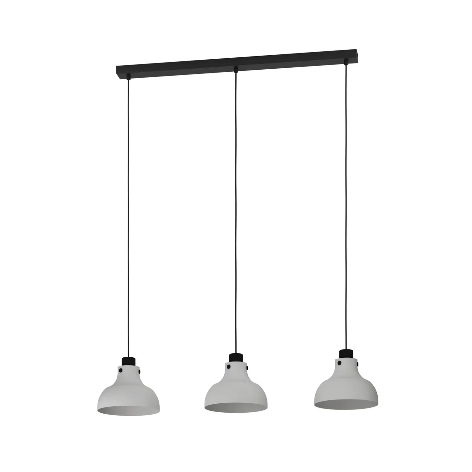 Hängeleuchte Matlock, Länge 90 cm, grau/schwarz, 3-flg.
