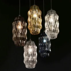 Hängeleuchte Origami aus Glas, grau-braun
