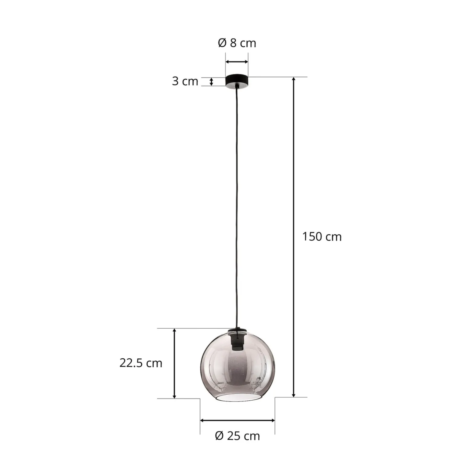 Hängeleuchte Polaris, verspiegeltes Glas, rauch