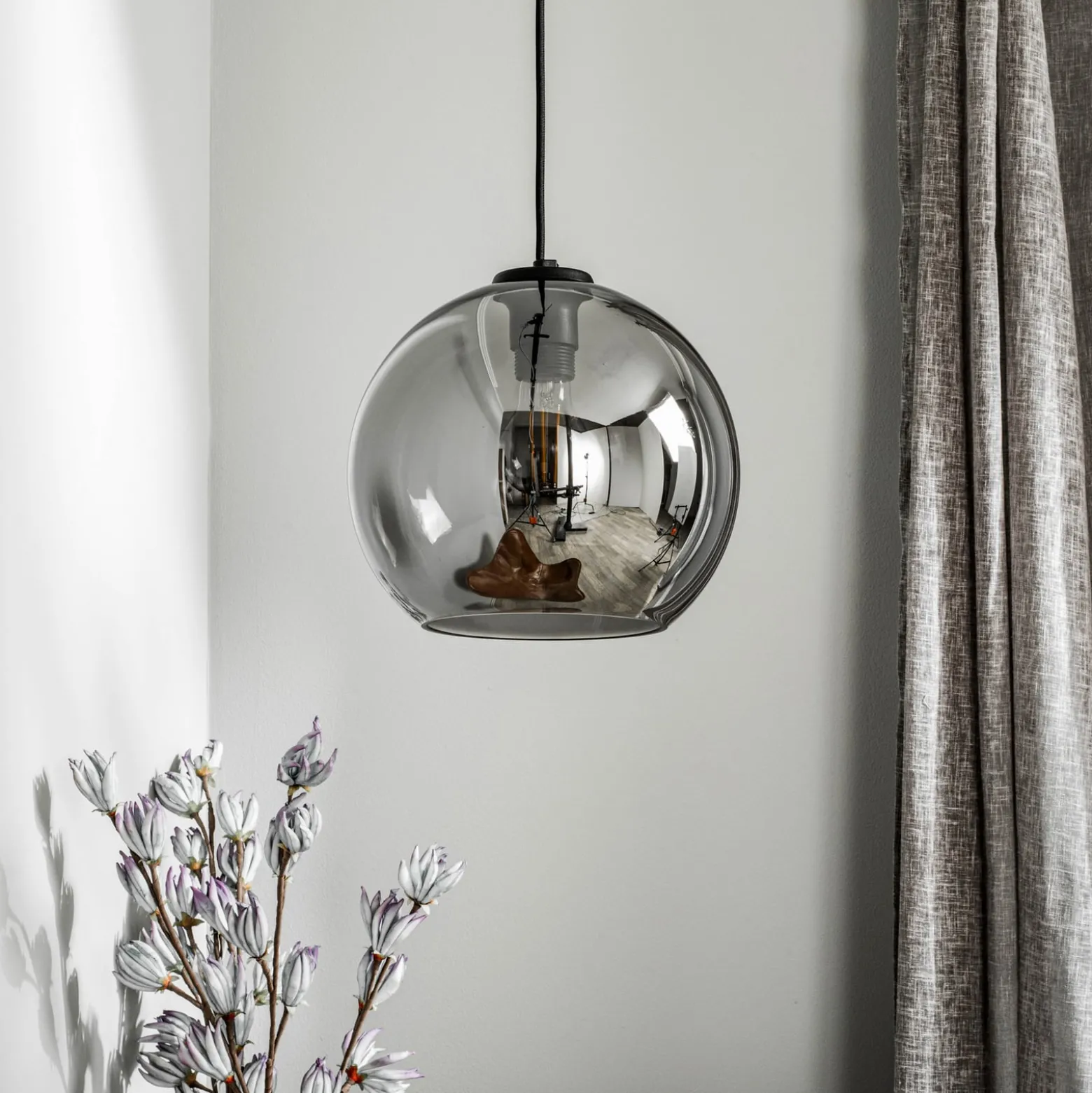 Hängeleuchte Polaris, verspiegeltes Glas, rauch