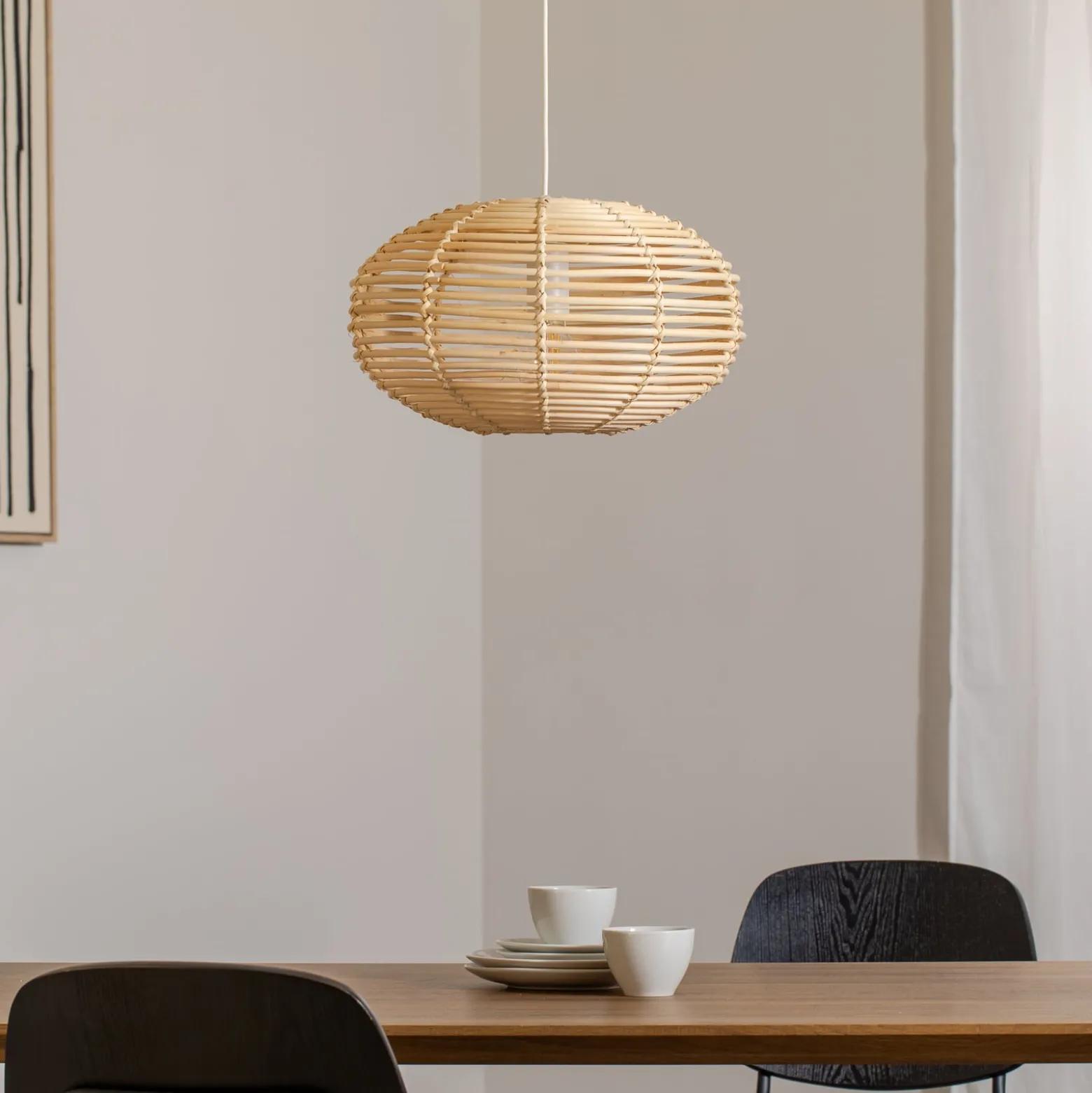 Hängeleuchte RATTAN, Ø 40 cm, naturbraun, Rattan, E27