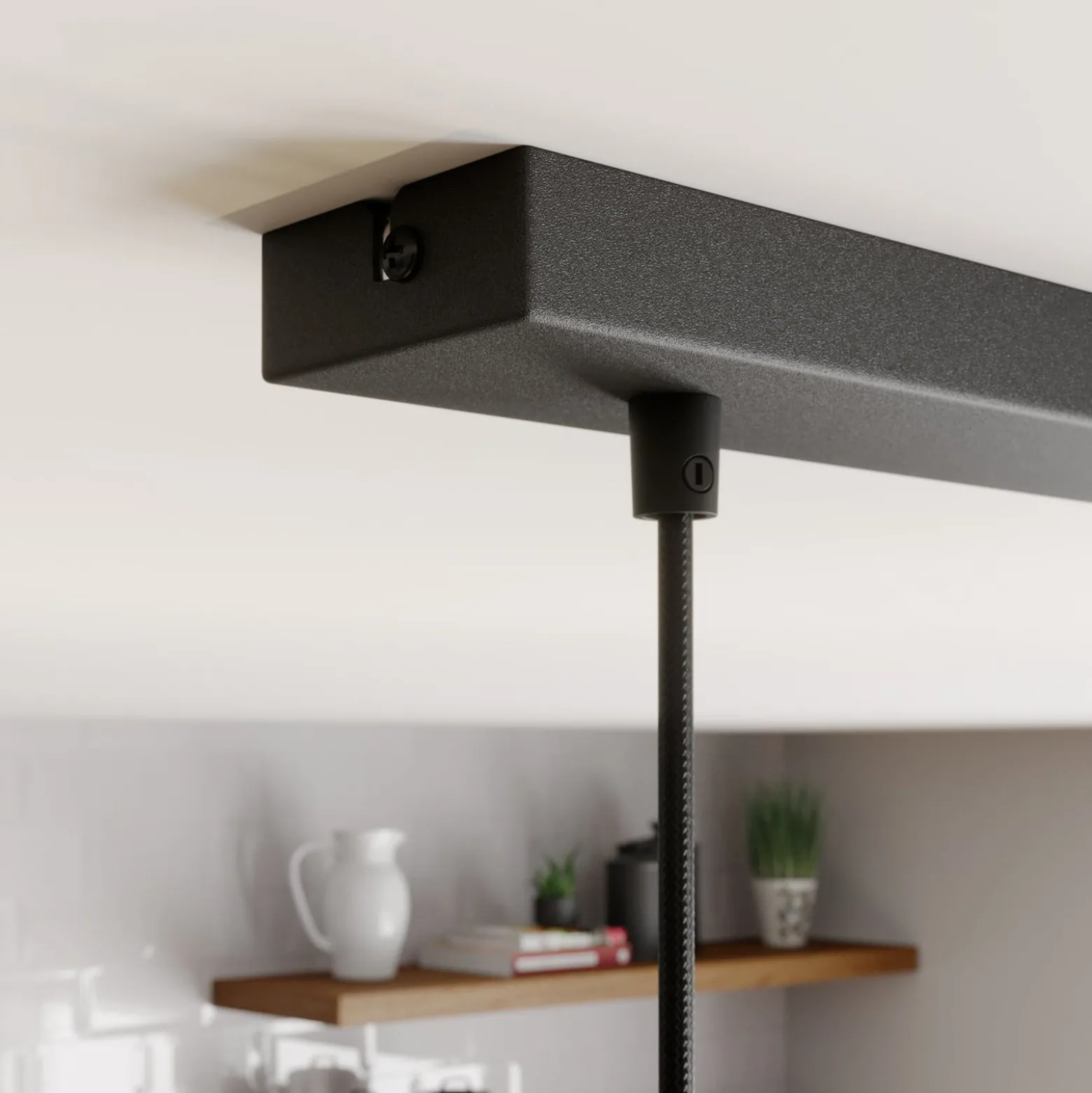 Hängeleuchte Rif, linear zweiflammig, schwarz
