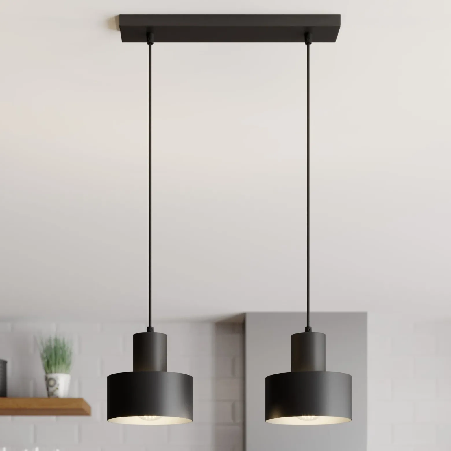 Hängeleuchte Rif, linear zweiflammig, schwarz
