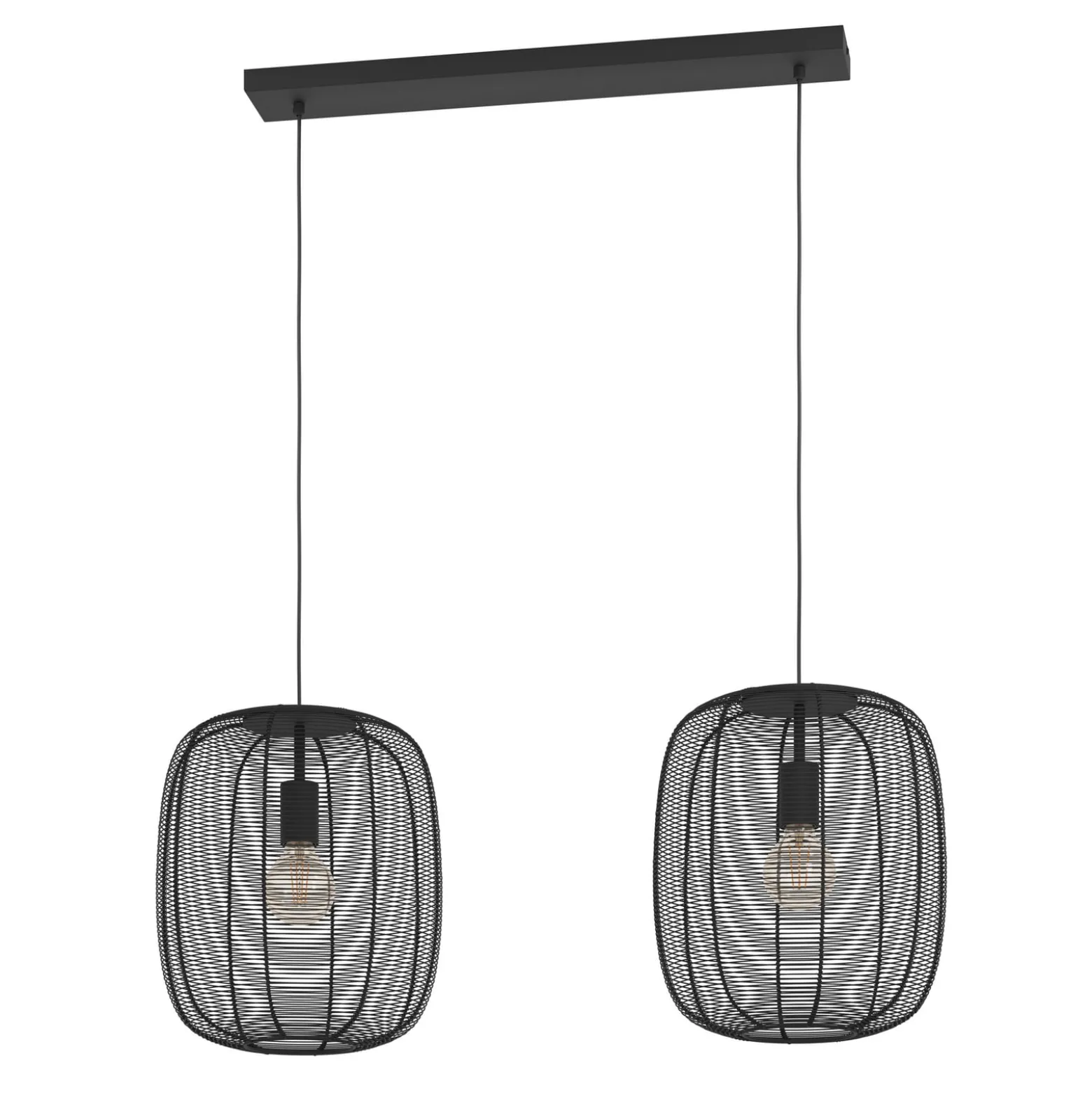 Hängeleuchte Rinroe, Länge 90 cm, schwarz, 2-flg., Stahl