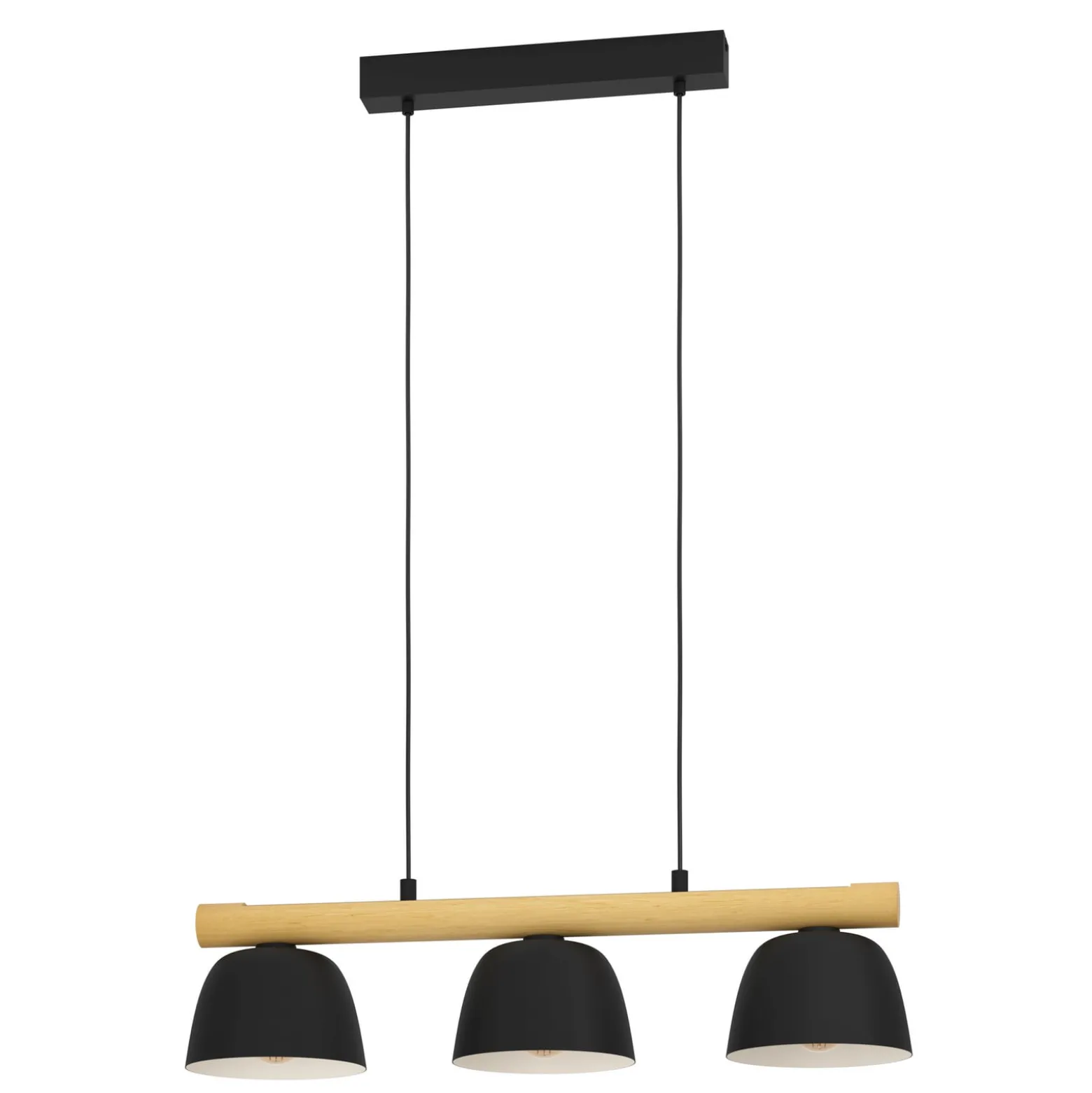 Hängeleuchte Sherburn, Länge 77 cm, schwarz/braun, 3-flg.