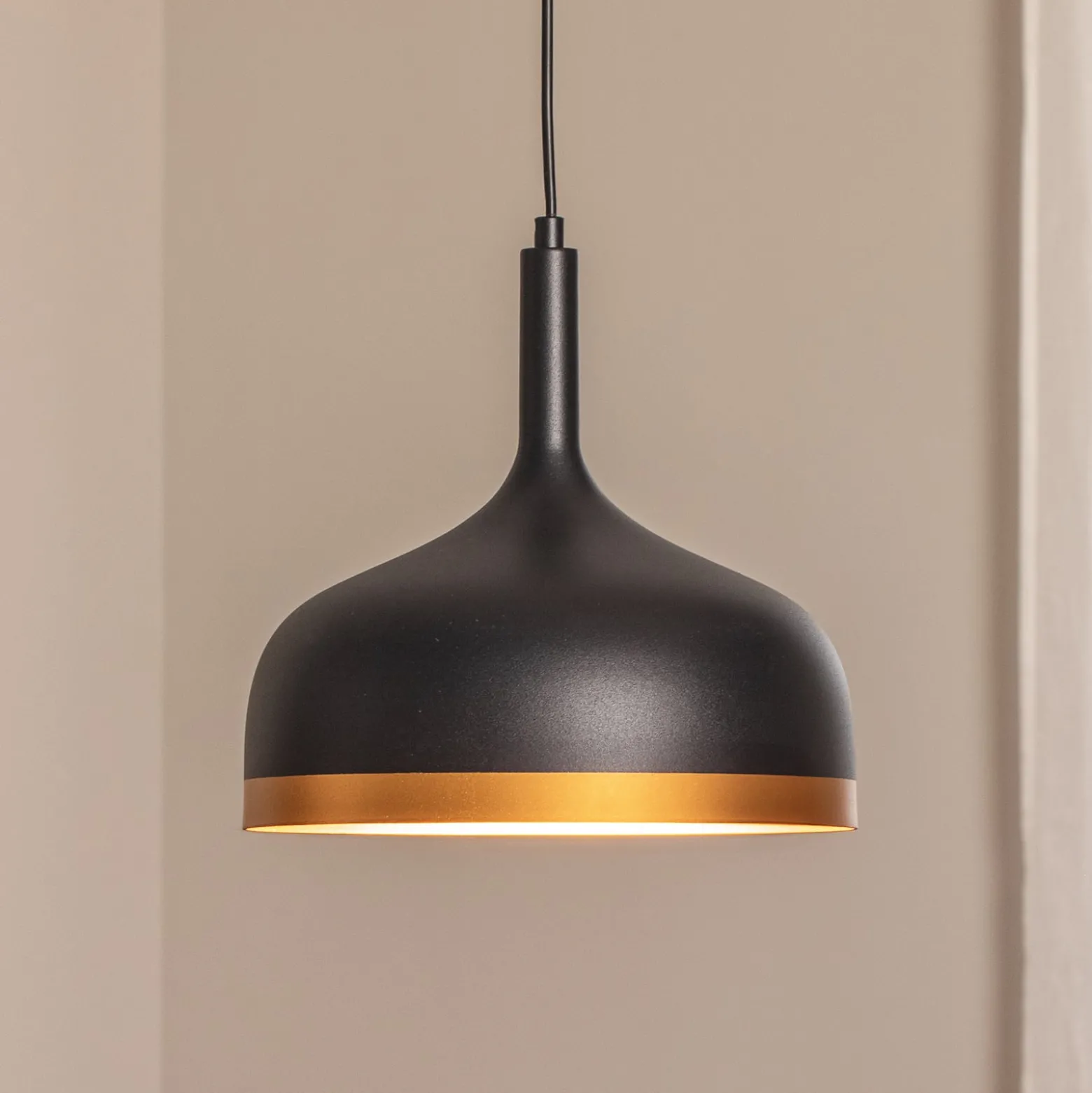 Hängeleuchte Sivani MR-826, schwarz/gold, Metall, Ø 30 cm