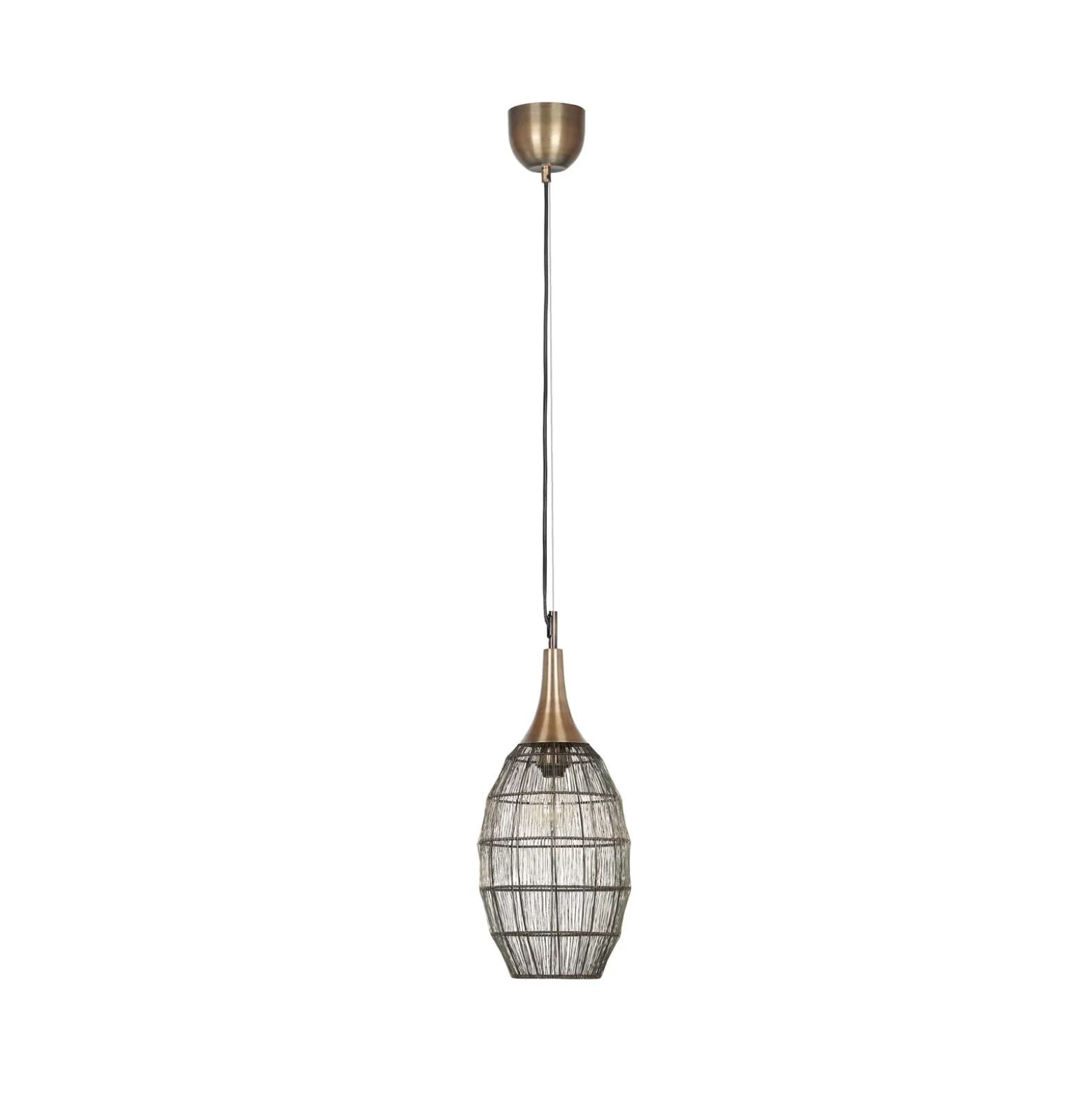 Hängeleuchte Soraya, 1-flammig, oval, Metall, altmessing