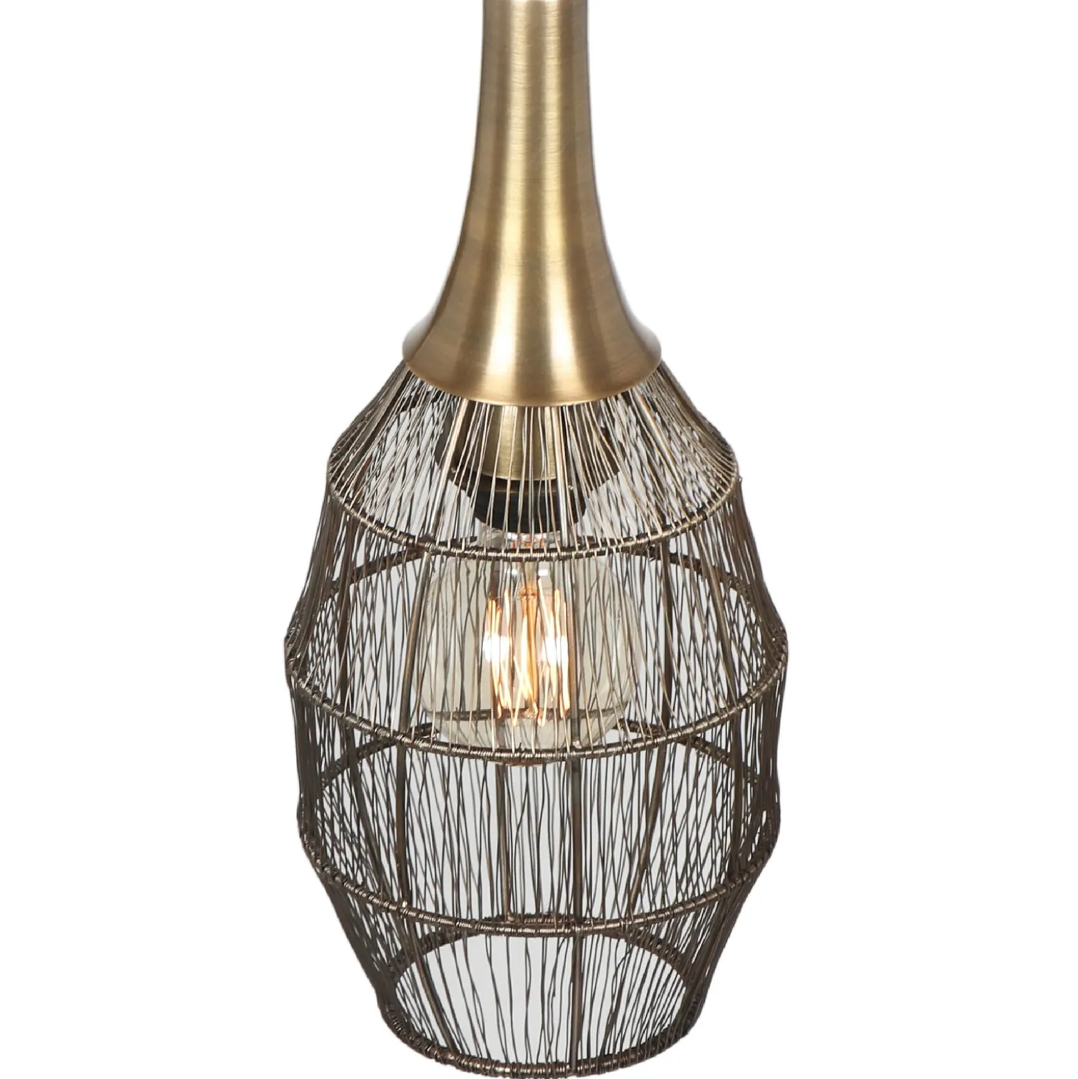 Hängeleuchte Soraya, 1-flammig, oval, Metall, altmessing