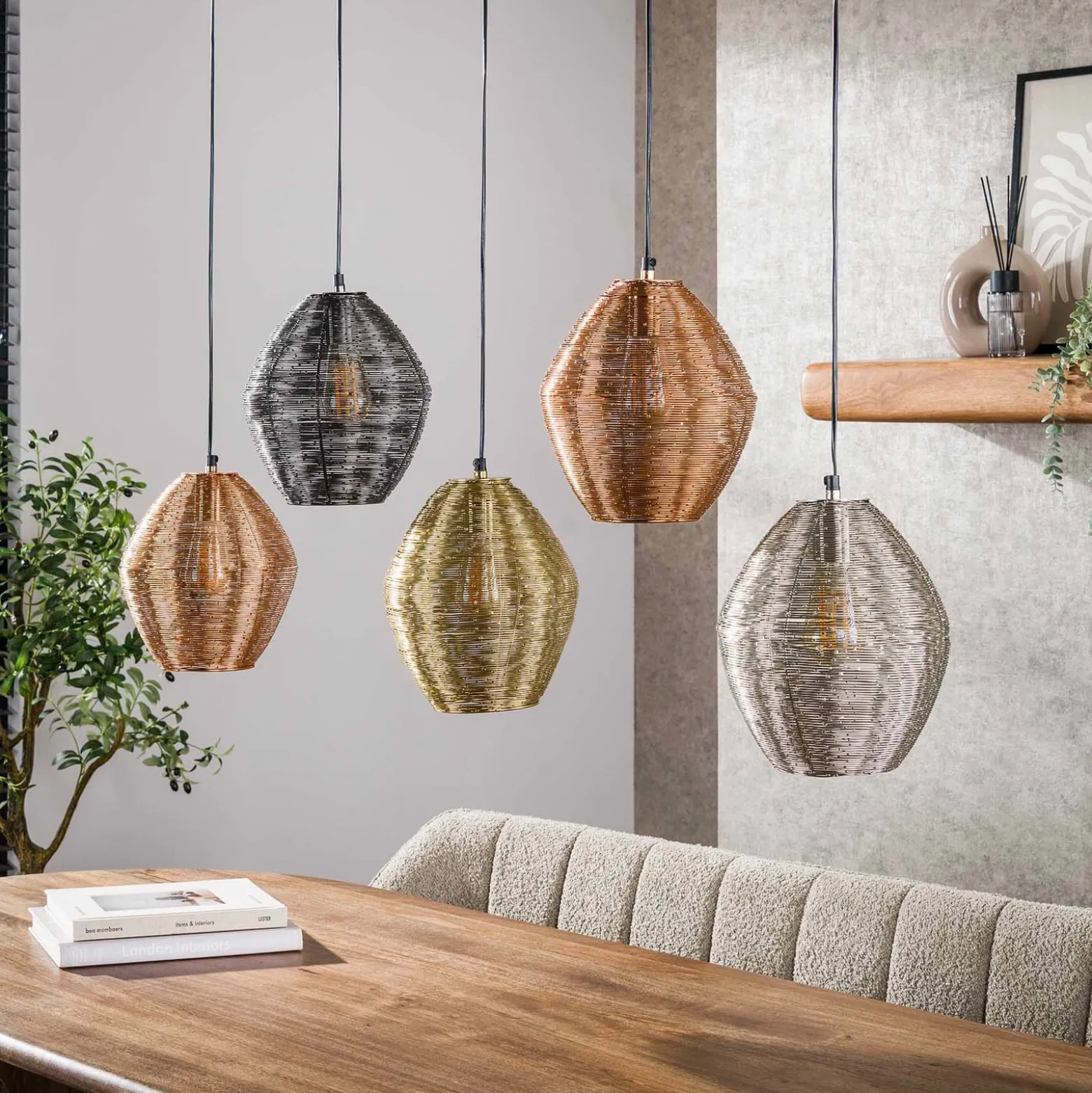 Hängeleuchte Spoelamp, multicolor, Metall, 5-flammig, E27
