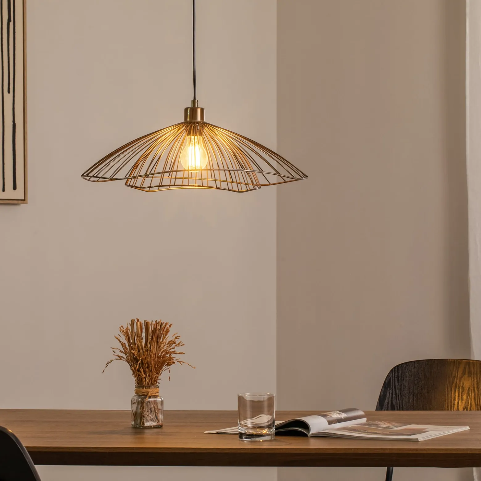 Hängeleuchte Tel, altmessing, Ø 50 cm, 1-flammig, Metall