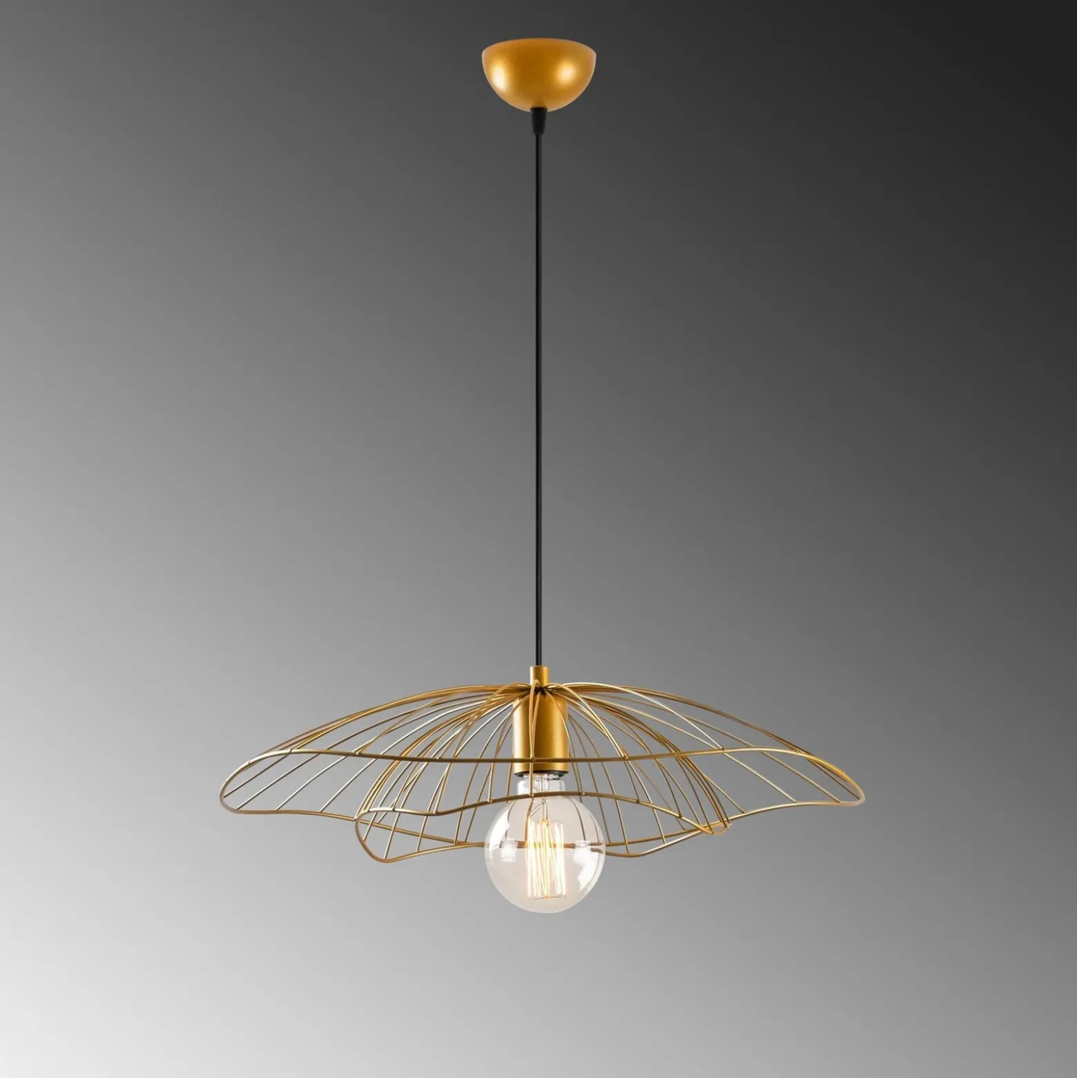 Hängeleuchte Tel 6502, goldfarben, Metall, Ø 50 cm