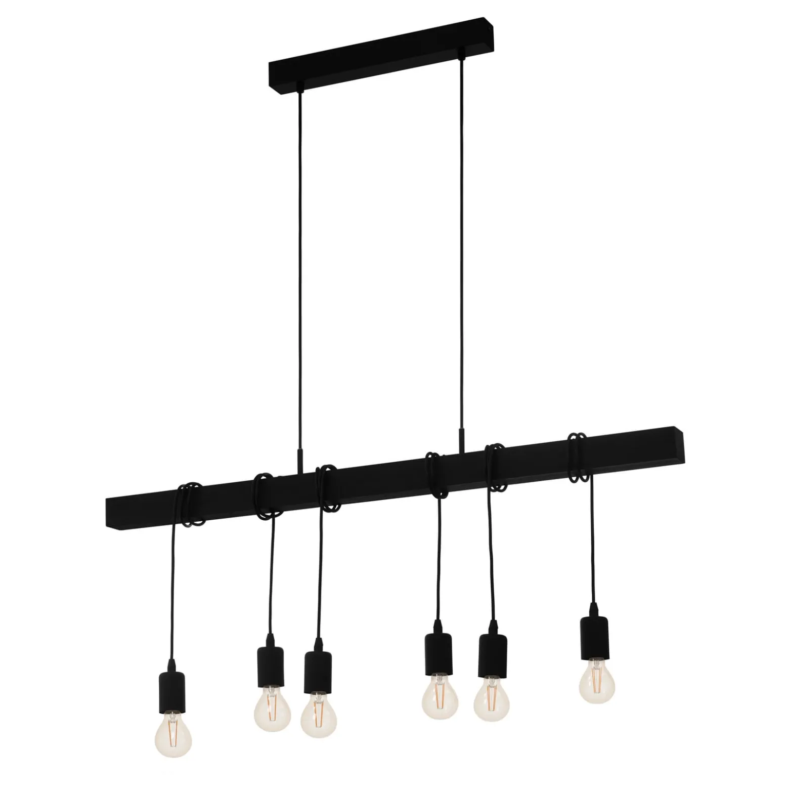 Hängeleuchte Townshend, Länge 100 cm schwarz, 6-flg.