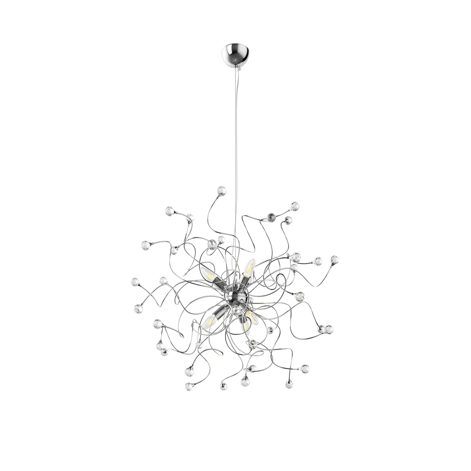 Hängeleuchte Trilly in Chrom mit Kristallen