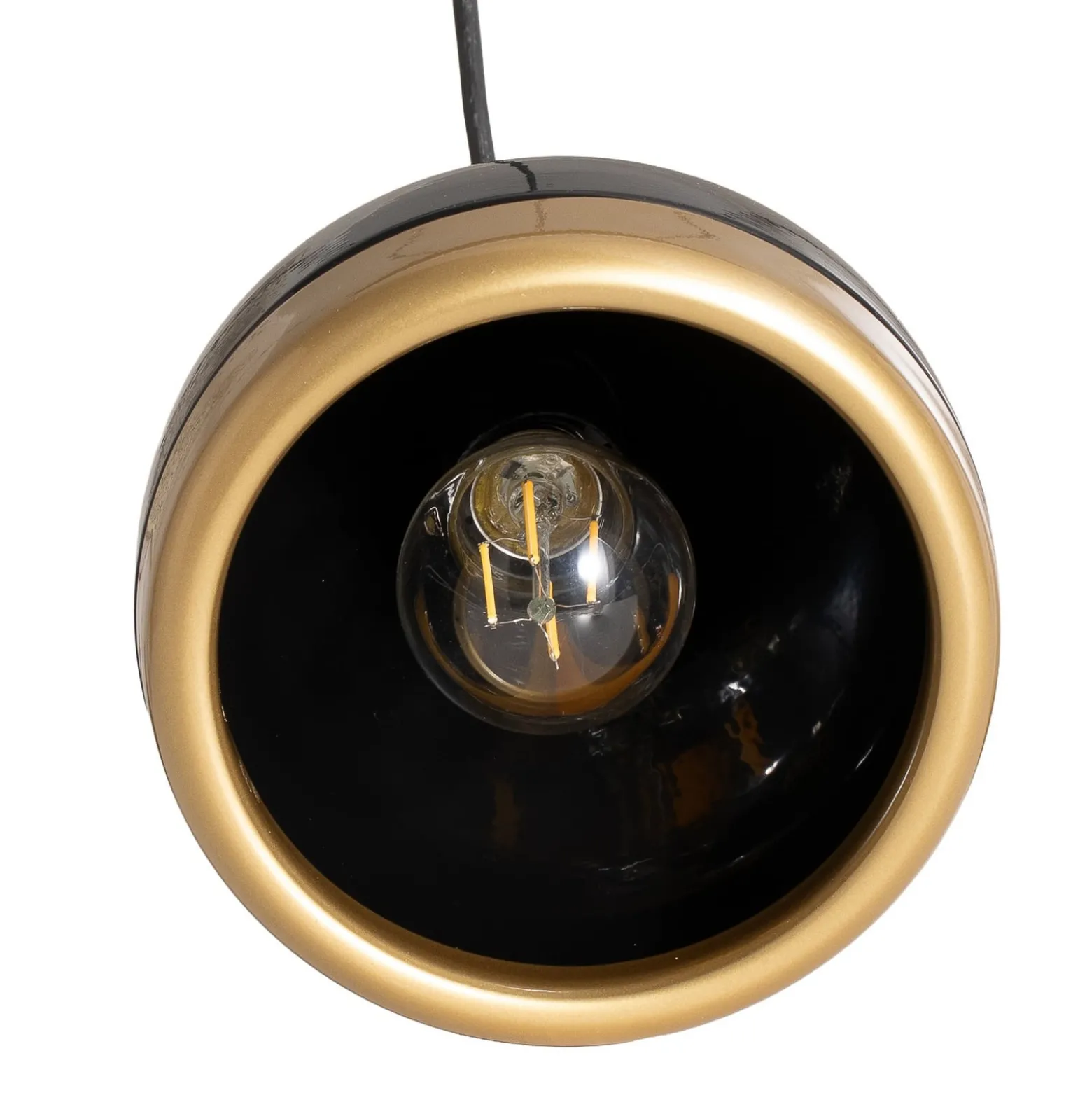 Hängeleuchte Yildo, 5-flammig, Rondell, schwarz/gold, Ø43 cm