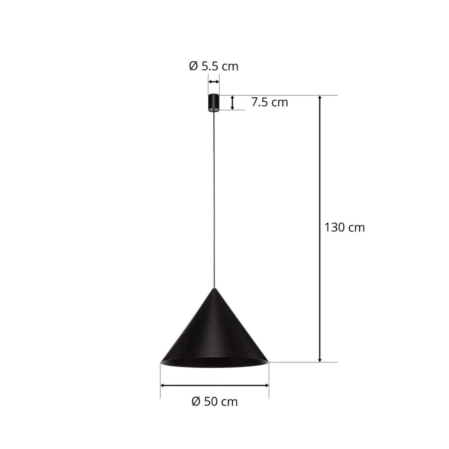 Hängeleuchte Zenith L aus Metall in Schwarz