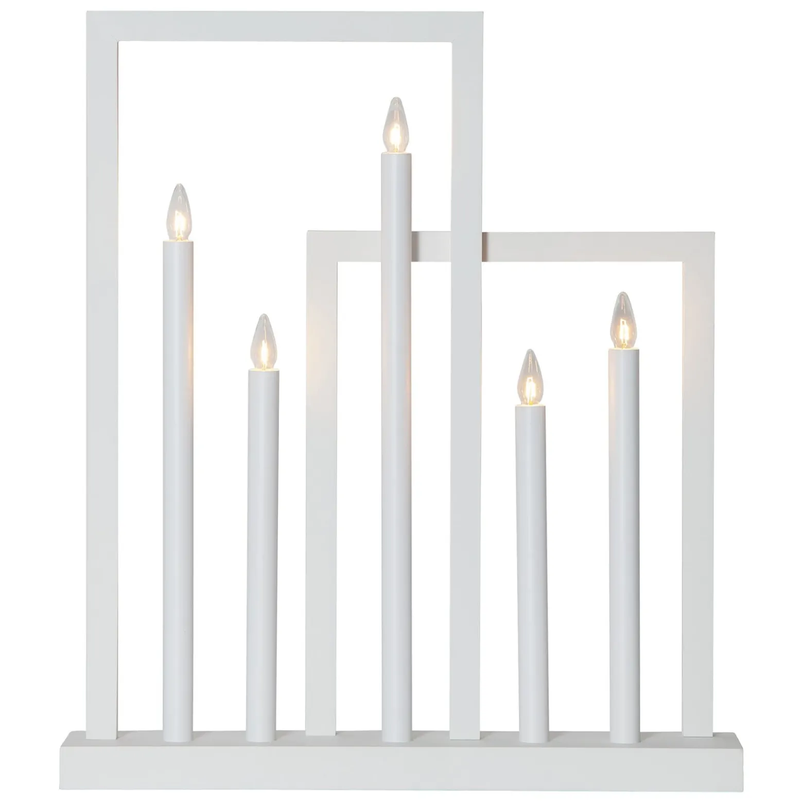 Holz-Fensterleuchter Frame, 5-flammig, weiß
