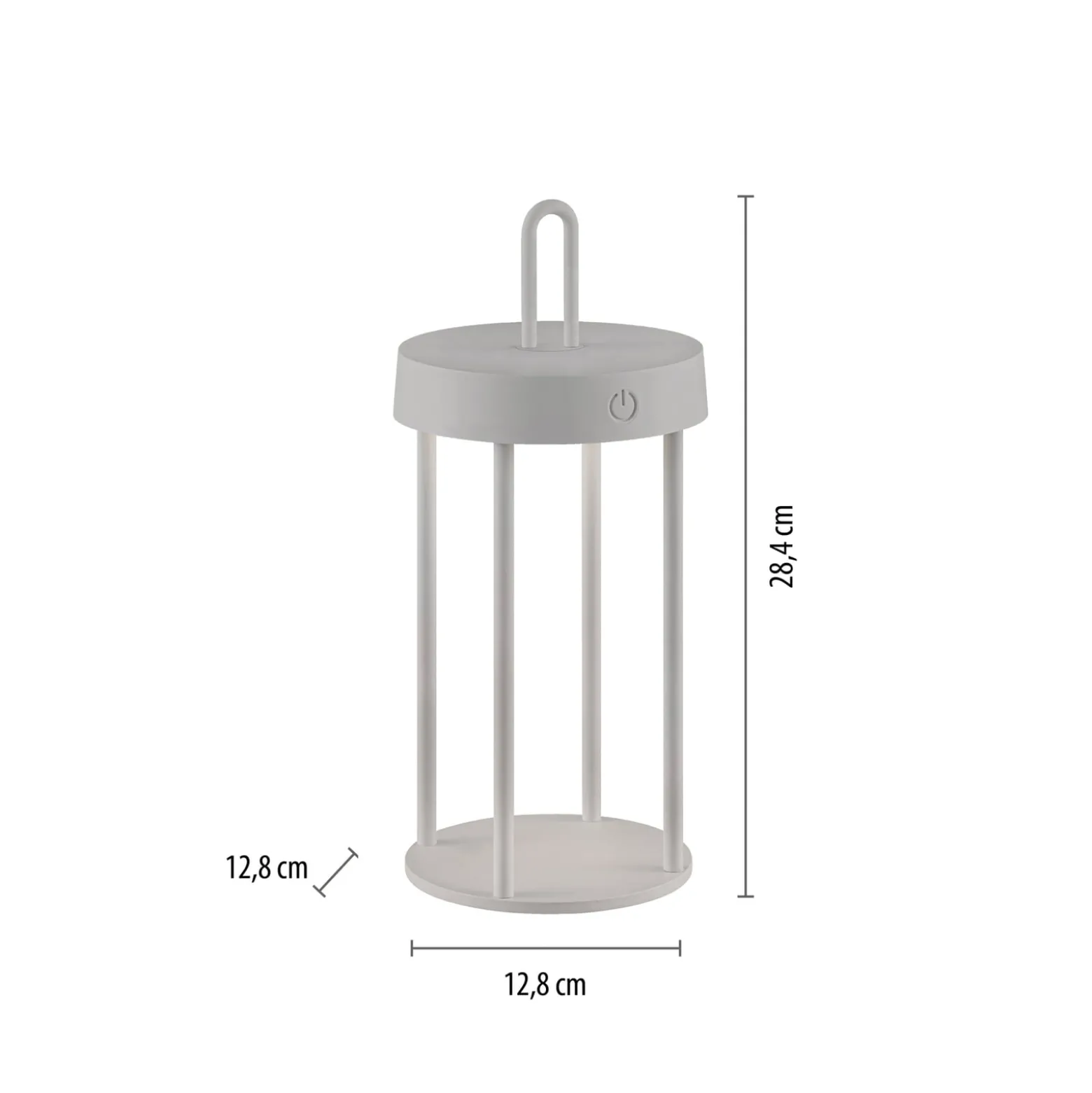 JUST LIGHT. LED-Akku-Tischlampe Anselm grau-beige 28cm Eisen
