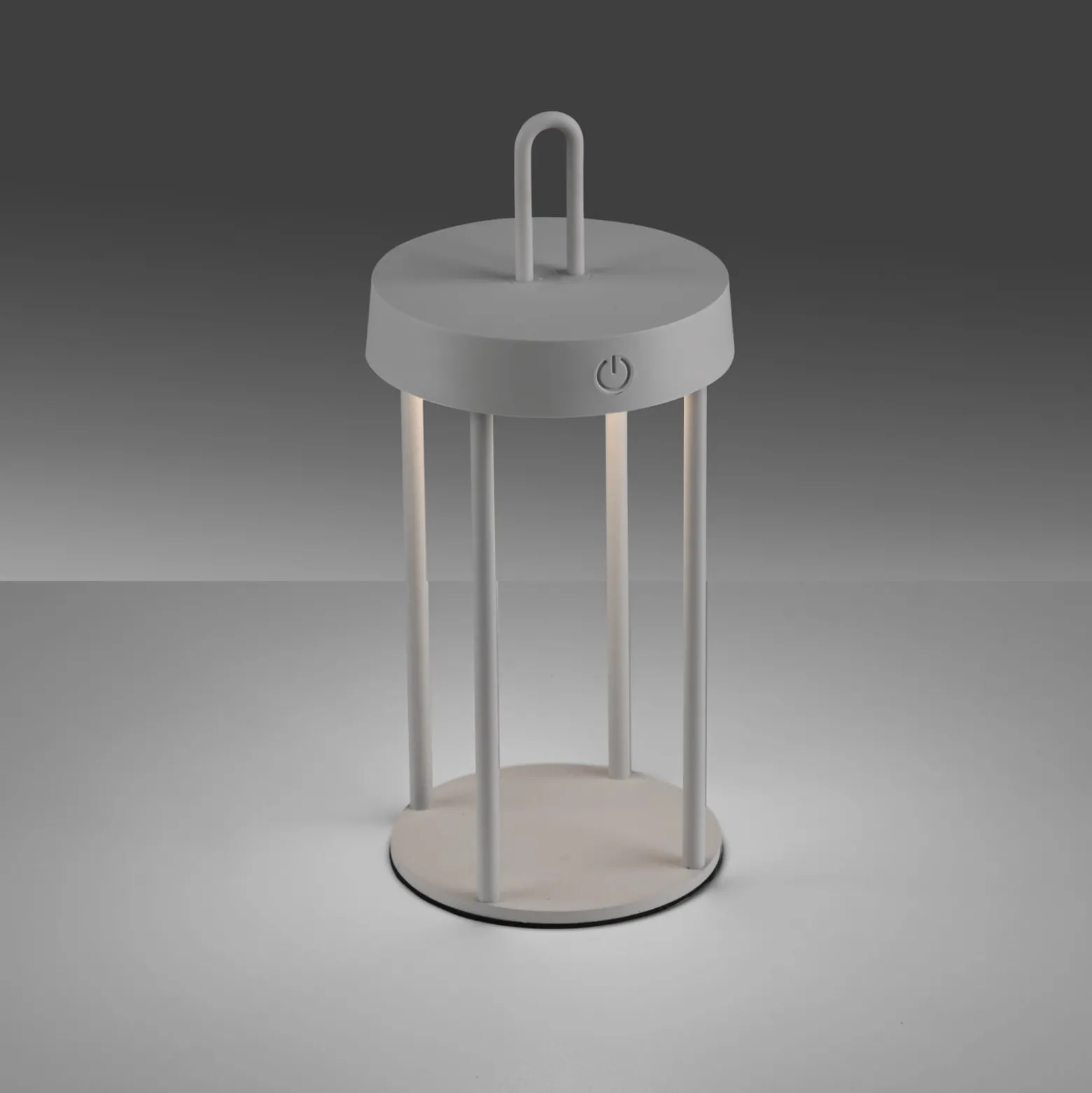JUST LIGHT. LED-Akku-Tischlampe Anselm grau-beige 28cm Eisen