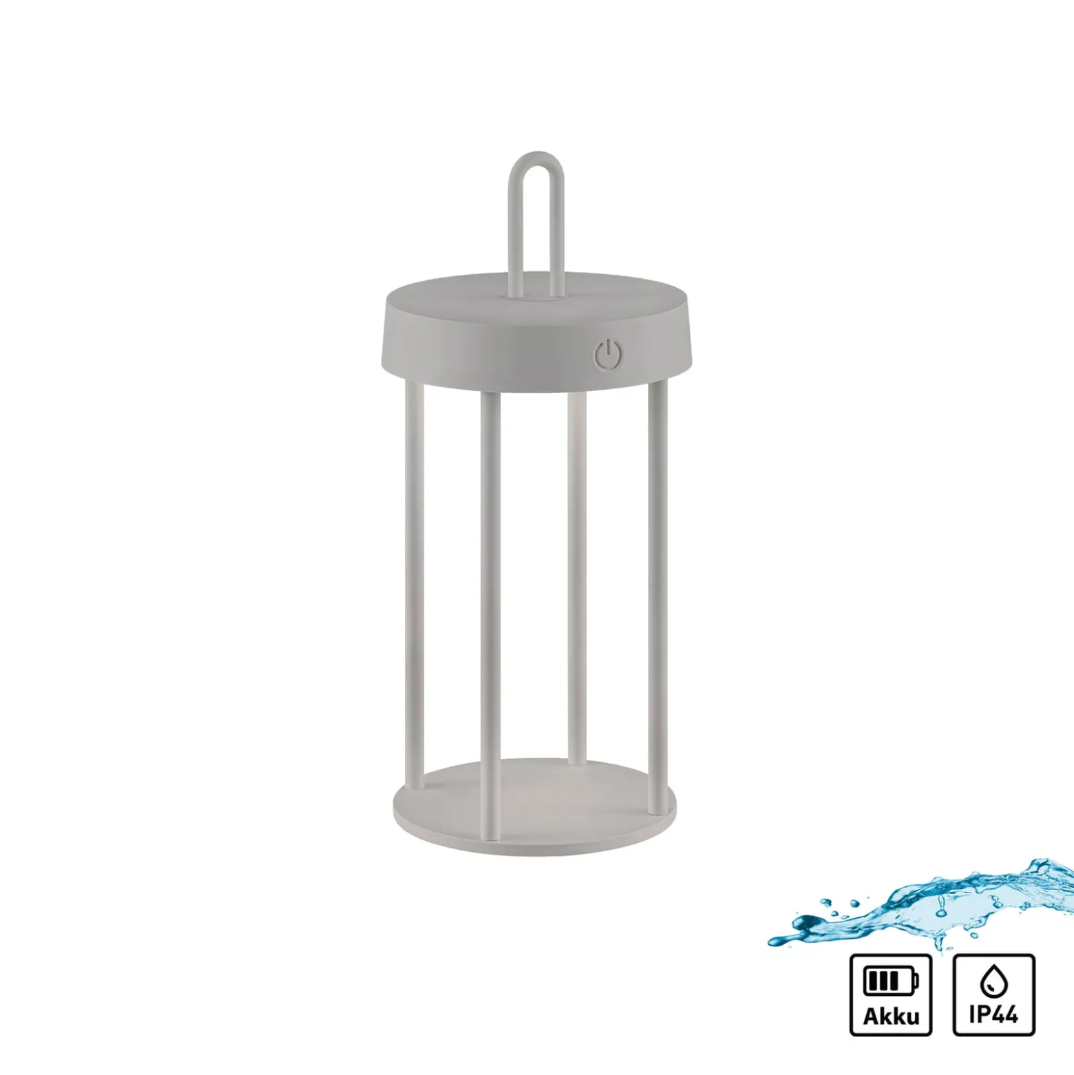 JUST LIGHT. LED-Akku-Tischlampe Anselm grau-beige 28cm Eisen