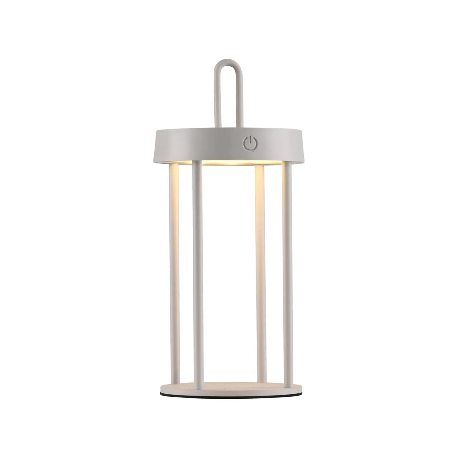 JUST LIGHT. LED-Akku-Tischlampe Anselm grau-beige 28cm Eisen
