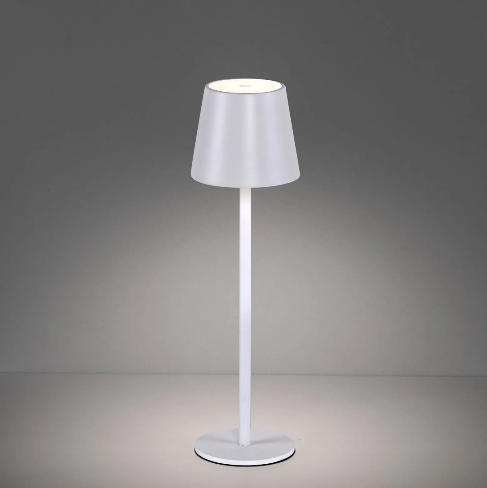 JUST LIGHT. LED-Akku-Tischleuchte Euria, weiß, Eisen, IP54