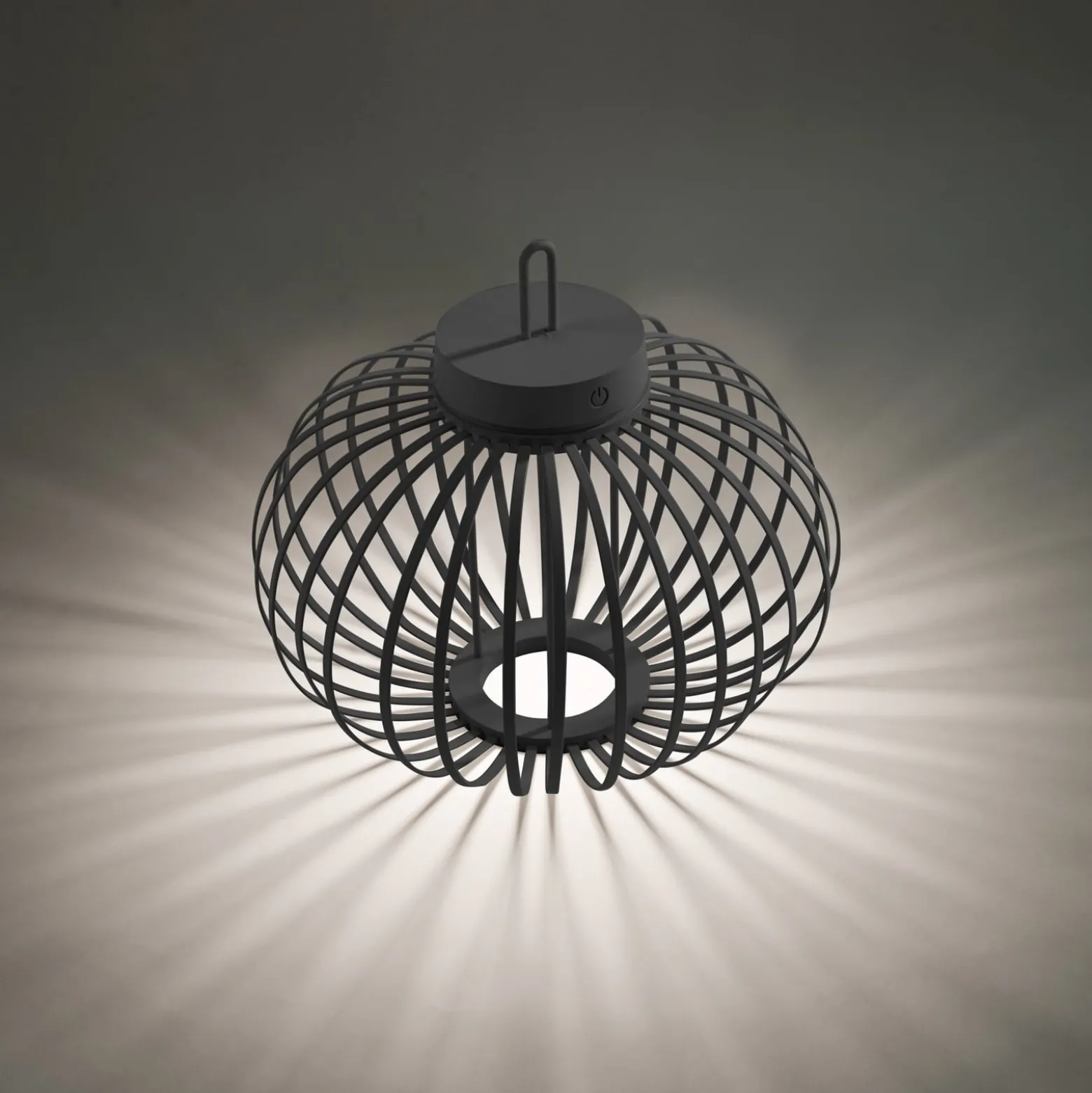 JUST LIGHT. LED-Akku-Tischleuchte Akuba schwarz 33 cm Bambus