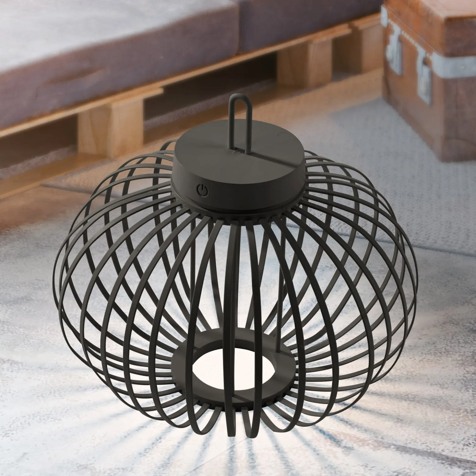 JUST LIGHT. LED-Akku-Tischleuchte Akuba schwarz 33 cm Bambus