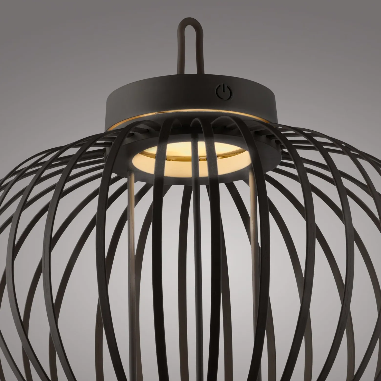 JUST LIGHT. LED-Akku-Tischleuchte Akuba schwarz 33 cm Bambus