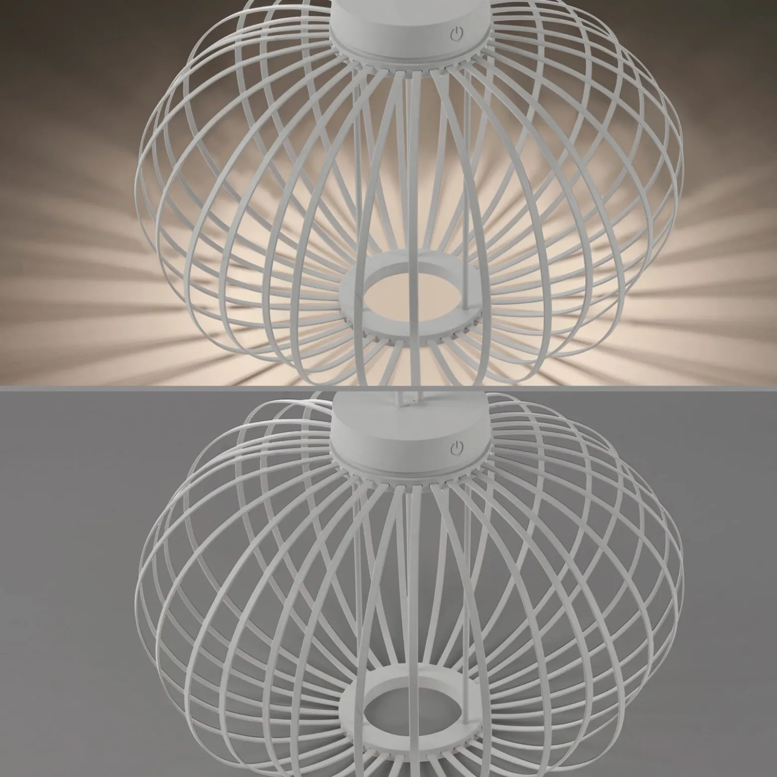 JUST LIGHT. LED-Akku-Tischleuchte Akuba, weiß, 37 cm, Bambus