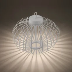 JUST LIGHT. LED-Akku-Tischleuchte Akuba, weiß, 37 cm, Bambus