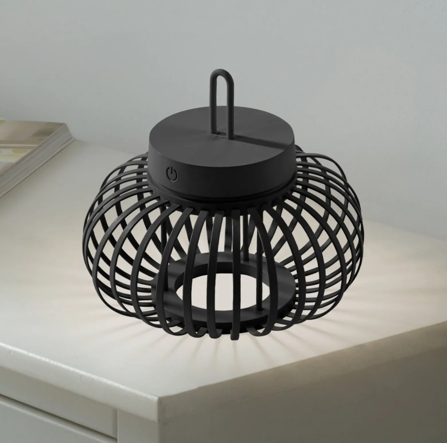 JUST LIGHT. LED-Akku-Tischleuchte Akuba schwarz 22 cm Bambus