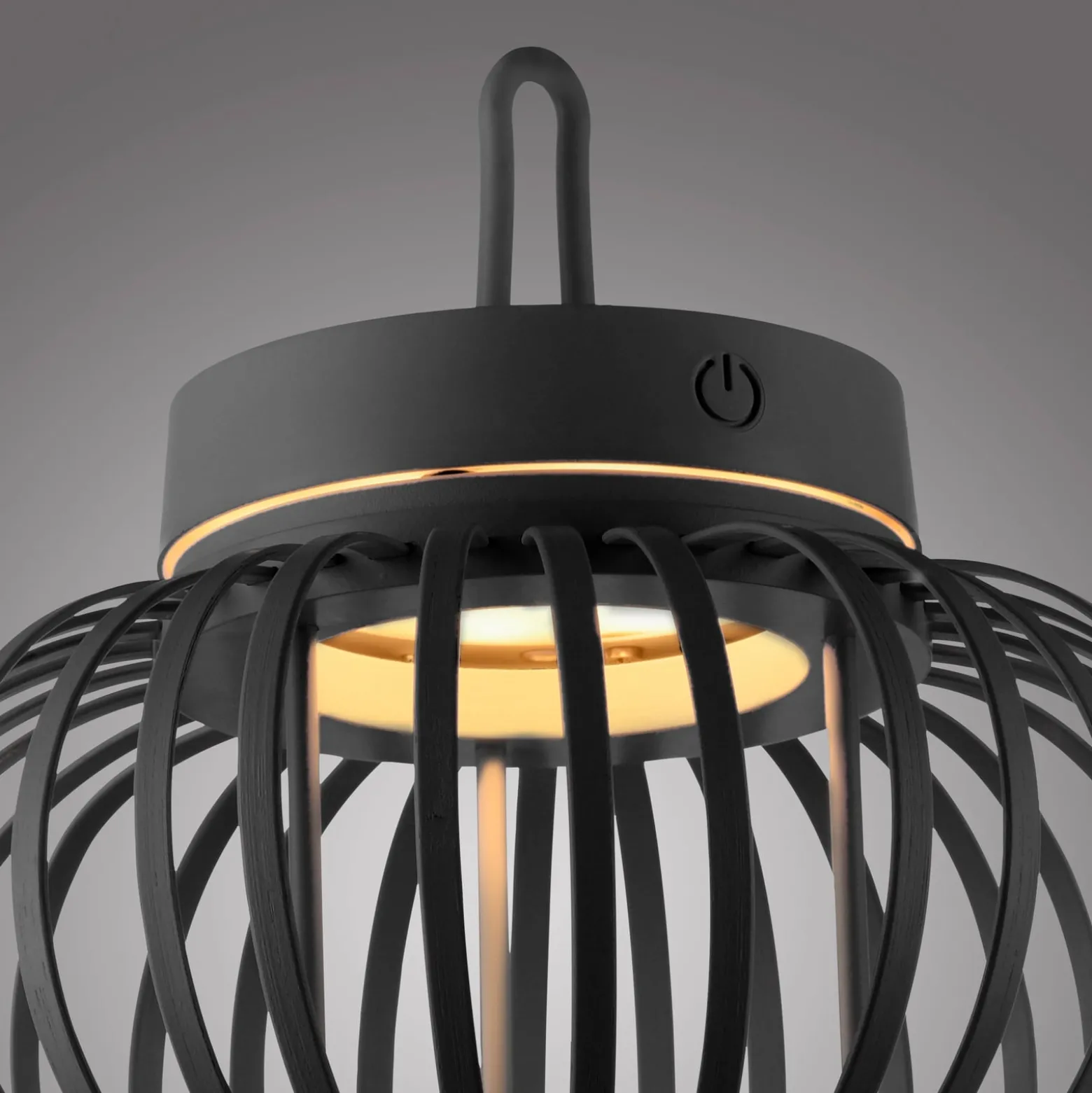 JUST LIGHT. LED-Akku-Tischleuchte Akuba schwarz 22 cm Bambus