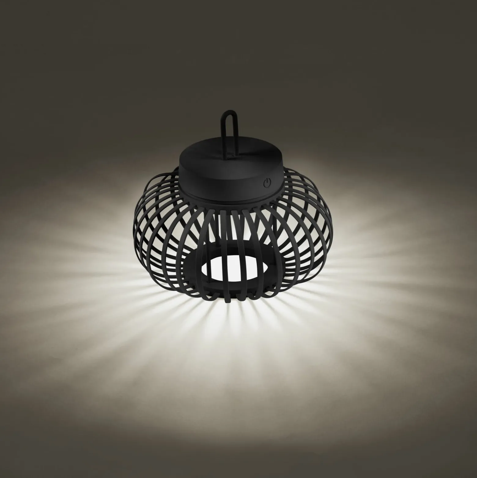 JUST LIGHT. LED-Akku-Tischleuchte Akuba schwarz 22 cm Bambus